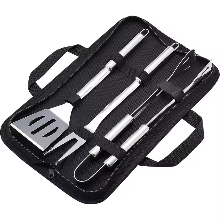 Juego de herramientas de barbacoa de acero inoxidable de 4 piezas (con paquete portátil) - 1