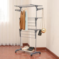 Aqrau vertical Percheros De Pie CON RUEDAS TIPO TORRE ,Estante de secado de ropa , colgador de ropa con varillas plegables - details 1