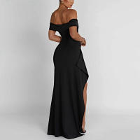 Vestido Largo De Fiesta Para Mujer Elegante Negro Sin Mangas Con Abertura En La Espalda Y En El Fronte Vestido A-Line Slim Fit Sexy Para Verano - details 2