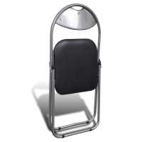 vidaXL Sillas de comedor plegables 2 uds cuero sintético y acero negro - details 3
