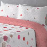 Colcha Doble Cara Primavera Verano Rosa - Lunares y Sólido | Tallas Cama 90, 105(1 Funda) y Cama 135 150(2 Fundas) |  Termosellado Industrial | Incluye Fundas de Almohada  | Termosellada No hace bolitas y Fácil Planchado - details 1