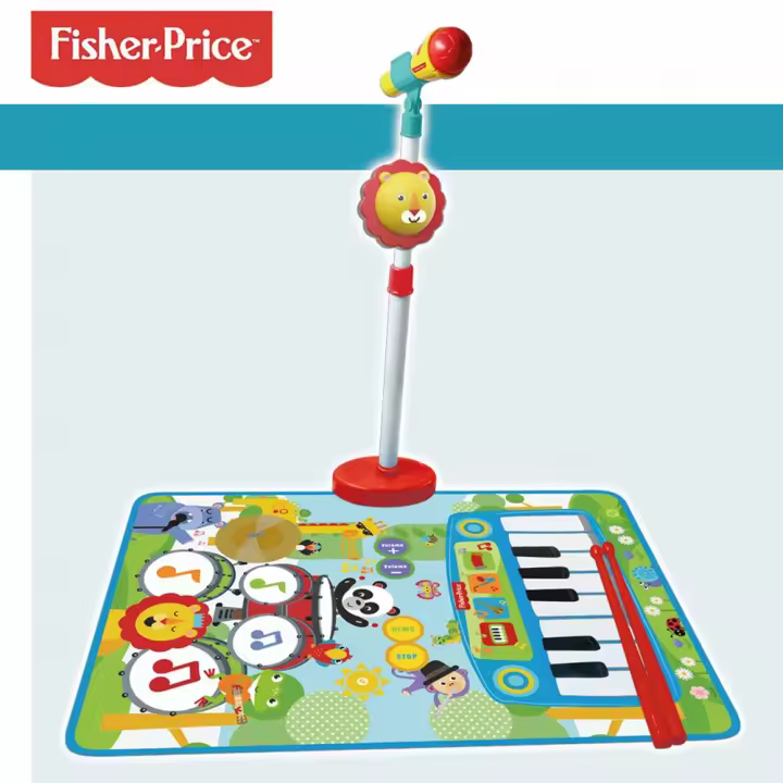 Alfombra Batería Y Piano Fisher Price Con Micro De Pie Y Baquetas (Reig 2727) - 1