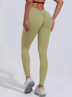 Pantalones De Yoga V-Forma Alta Rebound Levantamiento De Caderas Pleated Sudaderas Entrenamiento Correr Fitness Leggings De Yoga Para Mujer Cintura Elástica Material Poliéster Sin Bolsillos Transpirables Y Cómodos - details 19