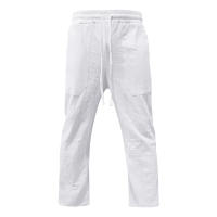 Pantalones de hombre de algodón y lino de estilo americano de talla grande, transpirables y absorbentes del sudor, de color sólido, pantalones casuales básicos de pierna ancha para hombre - details 5