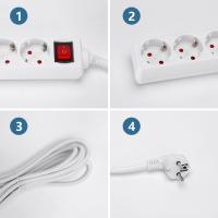 LIYSET Regleta alargador de 2/3/4/5/6 enchufes con cable de 1.5/3/5 metros e interruptor. Color Blanco - details 3
