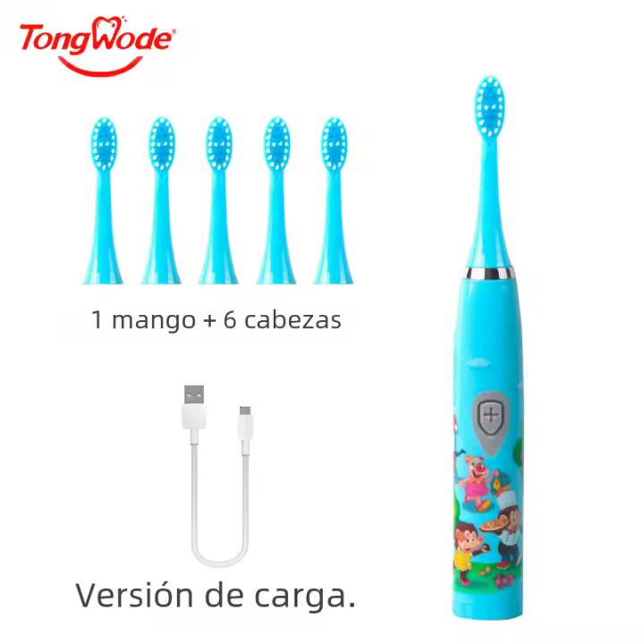 Cepillo De Dientes Eléctrico Para Niños Sonic Colorido Con Imagenes De Dibujos Animados Recargable Por USB Briciole Suave Impermeable Con Cabeza De Reemplazo - 1