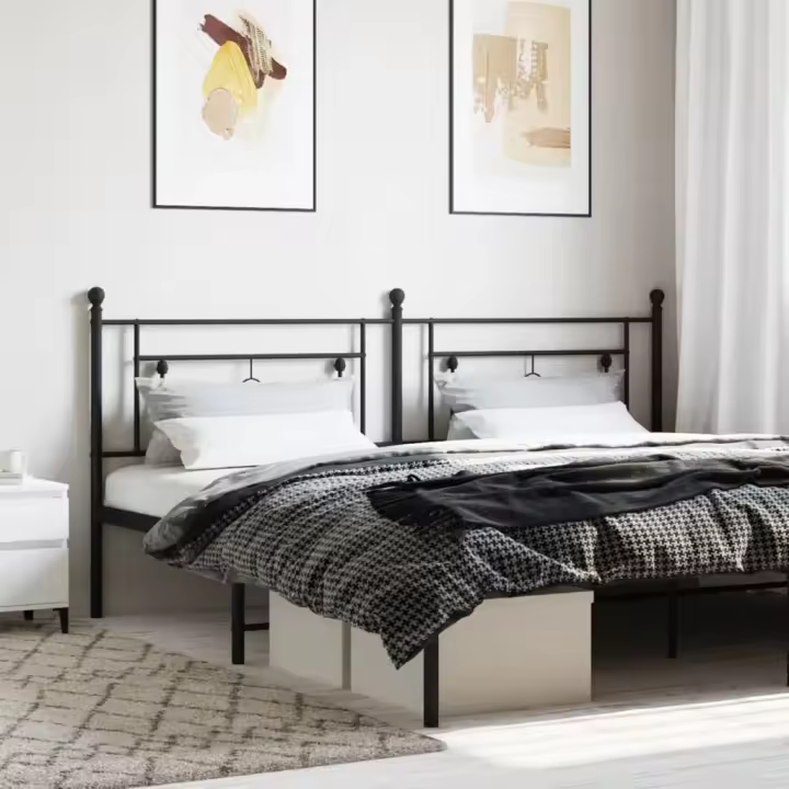 vidaXL Cabecero de metal negro 200 cm - 1