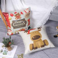 Feliz Navidad 4 Pack Encantador Papá Noel Alce Algodón Lino Throw Pillow Case Funda de Almohada para Cojín 45x45 cm - details 2