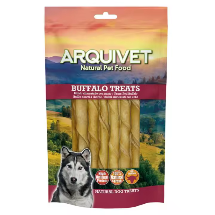 Snack Natural para Perros Piel de Bufalo trenzado 100gr - 12 cm - Bajo en Grasa - Arquivet - 1