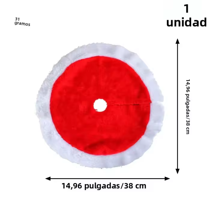 Alfombra De Árbol Navideño De 40 Cm De Peluche Blanca Con Lentejuelas Tapete Pequeño Para Decoración De Hogar Y Fiestas - 1