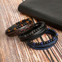 Pulsera Volcánica De Piedra Con Cuero Y Tratamiento Magnético Para Alivio Del Emancipación Pulsera De Salud Para Hombres - details 1