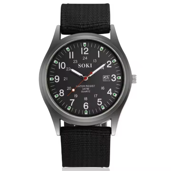 Reloj De Pulsera De Cuarzo Para Hombre SOKI Deportivo Militar Lujo Con Manos Luminosas Fecha Nylon Casual Reloj Masculino - 1