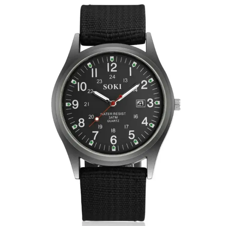 Reloj De Pulsera De Cuarzo Para Hombre SOKI Deportivo Militar Lujo Con Manos Luminosas Fecha Nylon Casual Reloj Masculino - 1
