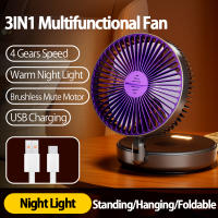 Ventilador Portátil Recargable De 5000mAh Pequeño Y Plegable Con Luz Nocturna 90° Montado En La Pared 4 Velocidades Para Oficina Y Hogar - details 19