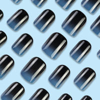 Kit De Uñas Postizas De Presión Para Mujeres Y Niñas 24 Piezas Juego De Uñas Postizas Cortas Cuadradas Con Diseño De Flores Geométricas Y Brillo Moda Oficina - details 41