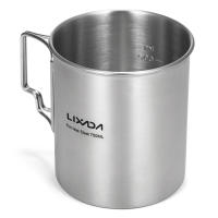LIXADA Taza De Acero Inoxidable Portátil De 750ml Con Tapa Y Manija Plegable Para Camping Cocina Picnic Deportes Al Aire Libre - details 60