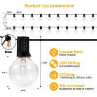 Cadena De Luces G40 De Tungsteno Para Patio Exterior 15M/50Pies 220V Conectables Lámpara Colgante Para Decoración De Jardín Porche Balcón Fiesta - details 4