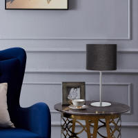 Aigostar - Lámpara de Mesa Clásica, Porlámparas de Casquillo Fino E14, Lámpara Decorativa Clásica con Base de Acero Brillante y Tulipa Negra, Perfecta para Mesa de Noche o Decorar Cualquier Estancia - details 1