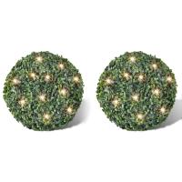 vidaXL Hoja Artificial Bola de poda 27 cm Con cuerda de LED solar 2 piezas - details 0