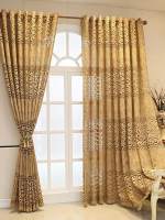 Cortinas De Khaki Con Agujeros Perforados Y Caracteres Vacíos Para Decorar Sala De Estar Y Dormitorio Material 100% Poliéster - details 0