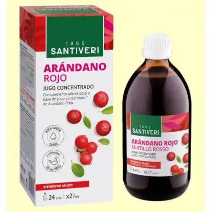Jugo Concentrado de Arándano Rojo, 490ml, 24 días - Santiveri. Suplemento Alimenticio para el Bienestar y la Salud. - 1