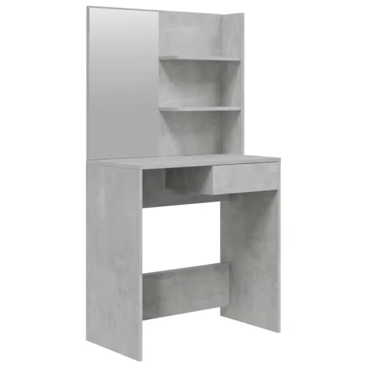 Tocador con espejo color gris hormigón 74,5x40x141 cm - 1