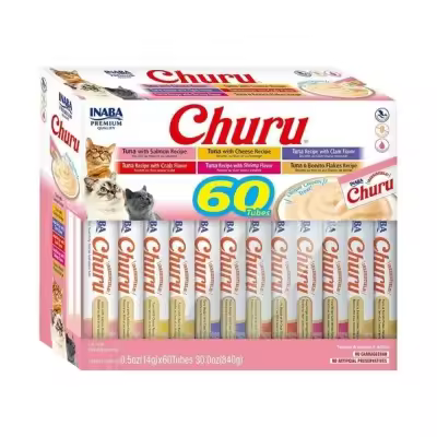 Inaba INABA Churu Variedades de Atún - Tubos de 14 gr con textura cremosa y bajo en calorías - 1
