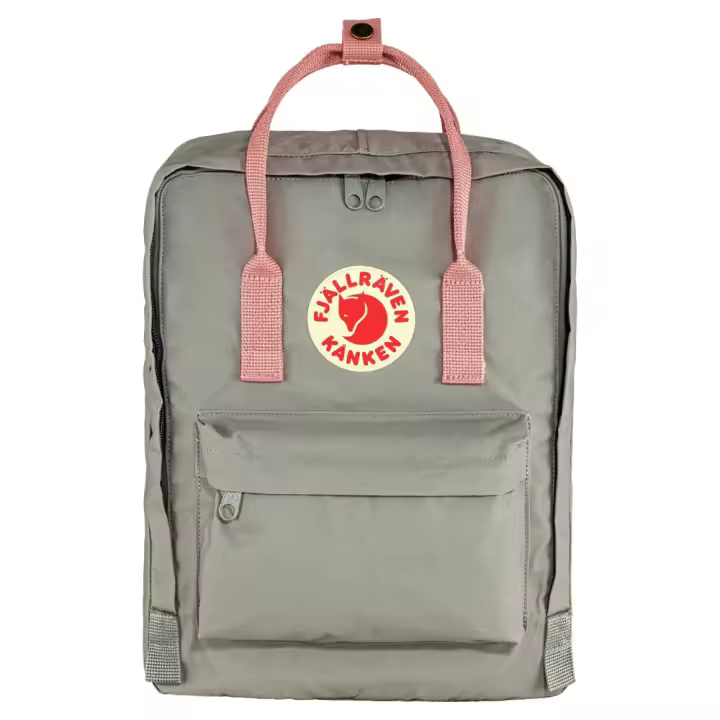 Mochila Gris y Rosa Fjallraven Kanken Fog-Pink 16L Resistente y Versátil - 1