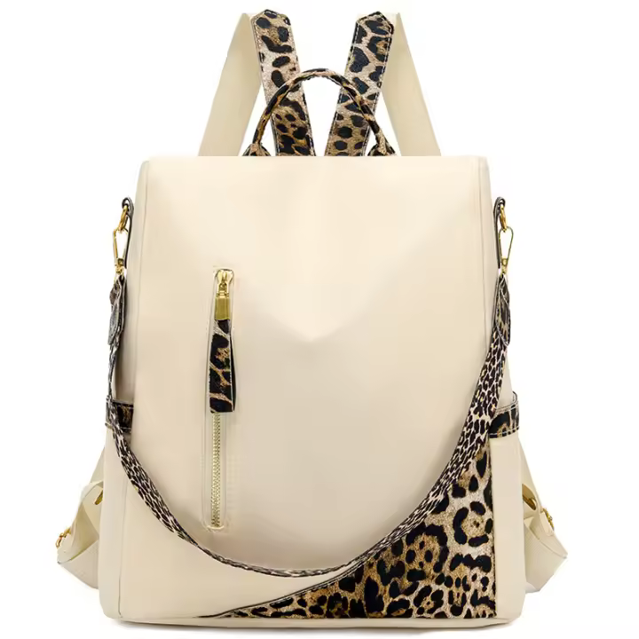 Oxford Lienzo estampado de Leopardo Bolsa de hombre Femenino casual versátil Viaje mochila Bolso Ligero Bolso de moda - 1