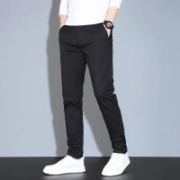 Pantalones De Verano Casuales Para Hombre En Caqui Y Gris Cintura Elástica Comodidad Ultrafinos De Seda Helada Pantalones Negocios Estilo Recto Ropa De Marca - details 18