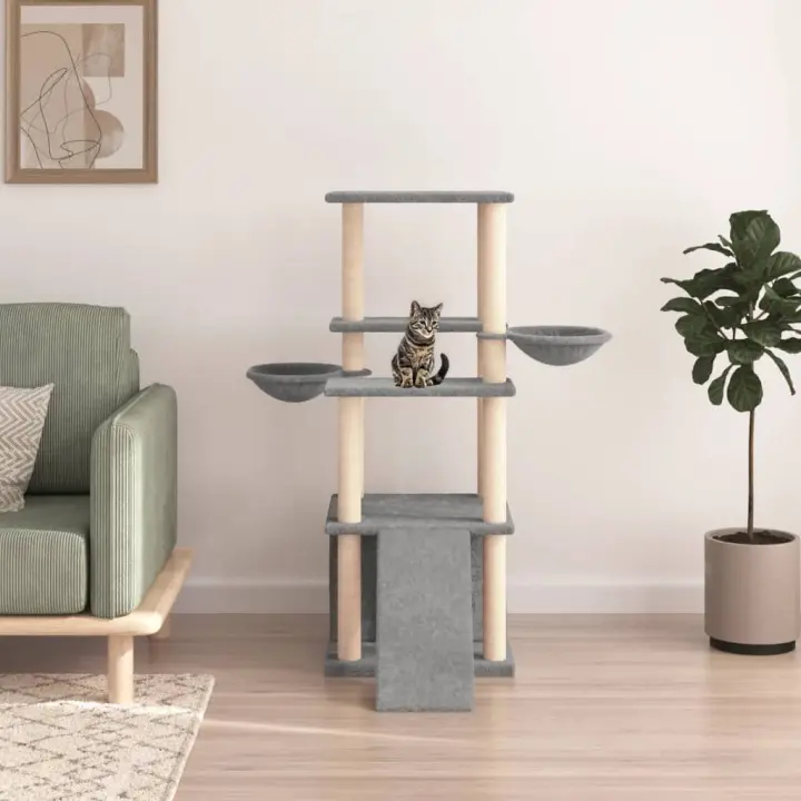Árbol para Gatos with Varilla de asguño en isal gris Claro 133 cm - 1