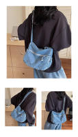 Bolso De Hombro Casual De Denim Lavado Resistente Al Desgaste Con Múltiples Bolsillos Y Gran Capacidad Para Mujer - details 13