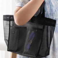 Bolso De Hombro Transparente De Gran Capacidad En Color Sólido Bolsa De Almacenamiento Para Playa Bolsa De Compra De Red Transparente Para Tiendas - details 2