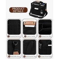 Bolso de lona con múltiples bolsos para mujer, bandolera de gran capacidad con compartimientos. - details 3