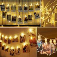 Luz De Cadena LED Para Fotos Con Clip 1m/3m/6m Potenciada Por Baterías AA Decorativa Para Pared De Dormitorio Fotografía Cumpleaños - details 1