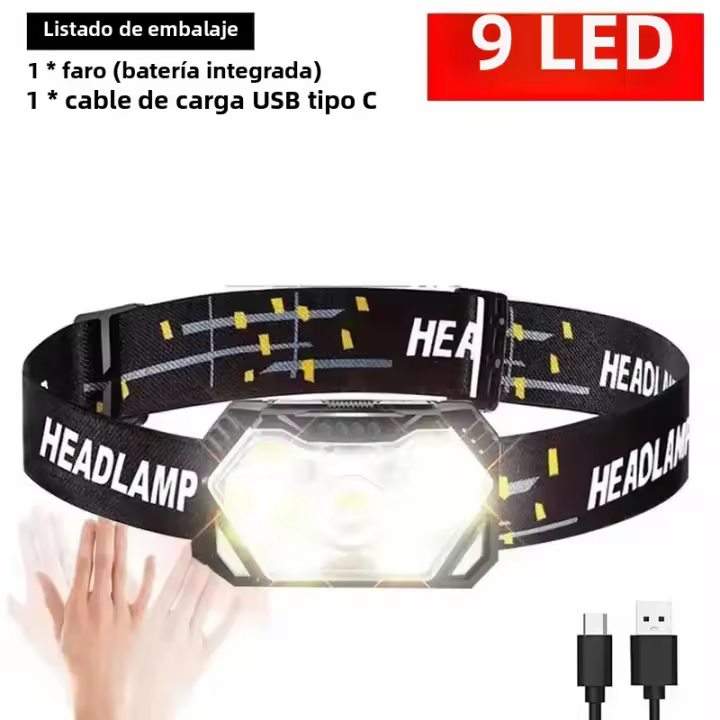 Linterna Frontal COB De Alta Brillo 230° Con 31 LEDs Luz Ultra Potente De 500㎡ Recargable Por USB Torcha Frontal Para Bicicleta - 1