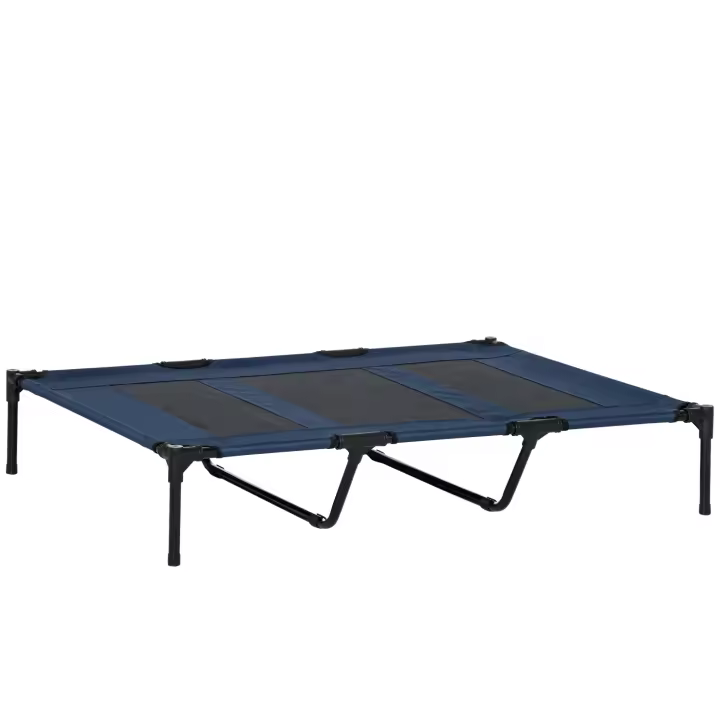 PawHut Cama Elevada para Perros Gatos Portátil Cama para Mascotas con Zona de Malla Transpirable y Tela Oxford Marco de Acero para Interior Exterior Azul - 1