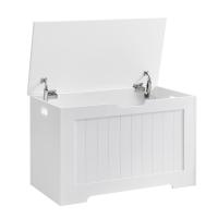 Baúl con tapa abatible, zapatero, caja para juguetes, multifunción, gran capacidad, tablero MDF, blanco, marrón - details 0
