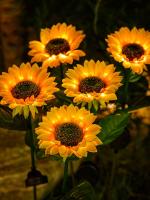 1pc Luz De Girasol Solar Con 3 Cabezas Palillo De Jardín Decorativo Impermeable LED Para Patio Jardín Yard - details 2