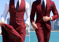 Traje De Novio Elegante 2024 Para Hombres Ajustado Tuxedo De Novios Conjunto Formal De Negocios (Chaleco+Pantalones+Chaqueta) Material COTON Polyester Origin China - details 9