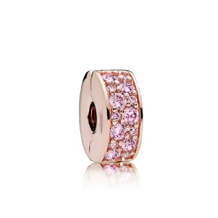 PANDORA - Clip de fijación de silicona elegante y brillante de color rosa, exquisito regalo de cumpleaños de alta gama para novia - 1