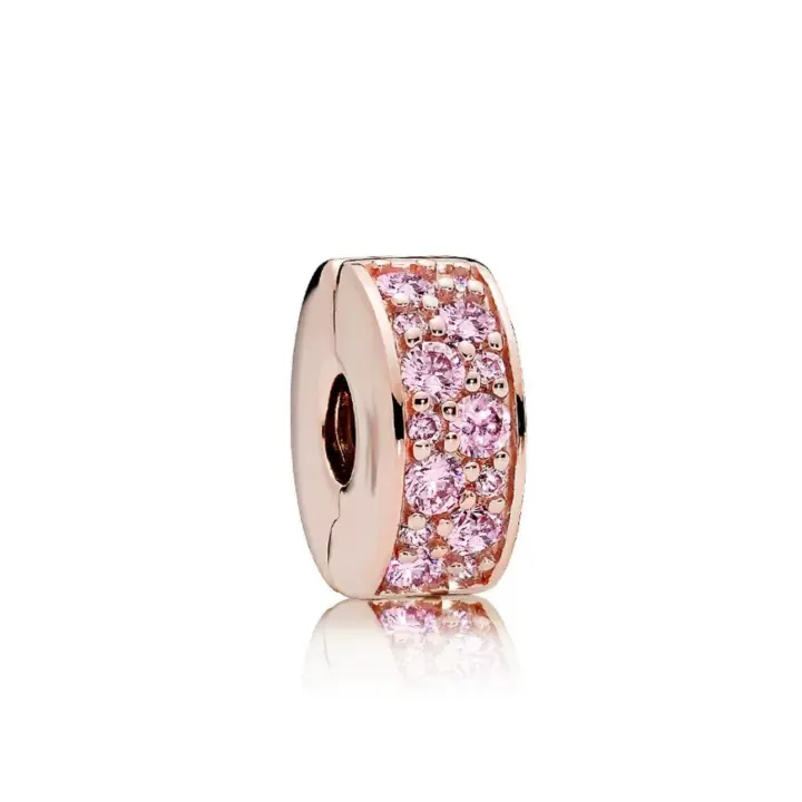 PANDORA - Clip de fijación de silicona elegante y brillante de color rosa, exquisito regalo de cumpleaños de alta gama para novia - 1
