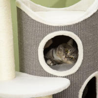 Pet Cat Tree 109cm Árbol para Gatos con Rascador Cube y Cama para Gatos, poste de Isal, Modern gris Blanco Para Los Amantes de Los Gatos - details 2