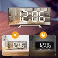 Reloj De Pared LED Curvo Pantalla Luminosa Espejo Para Sala De Estar Reloj De Alarma Grande Decoración Para El Hogar - details 2