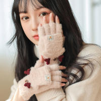 Guantes De Navidad Con Reino Para Mujeres Y Niñas Estilo Plegable Mitad Dedo Llenos De Terciopelo Y Poliéster Unisex - details 9