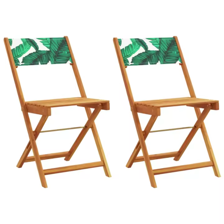 Sillas de bostró 2 UDS Madera Acacia y Canvas estampado de - 1