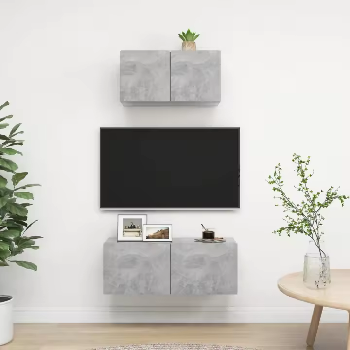 Set de muebles de salón 2 pzas madera ingeniería gris hormigón - 1
