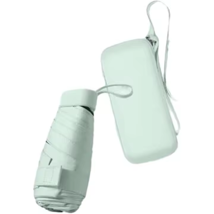 Paraguas de viaje plegable, pequeño paraguas compacto para sol y lluvia, resistente al viento, con funda con cremallera para mujeres y niñas, color verde - 1