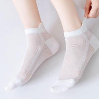 Calcetines Para Mujer De Primavera Y Verano Finos De Color Sólido Antiolor Absorbentes Transpirables Con Malla Calcetines De Bote - details 3