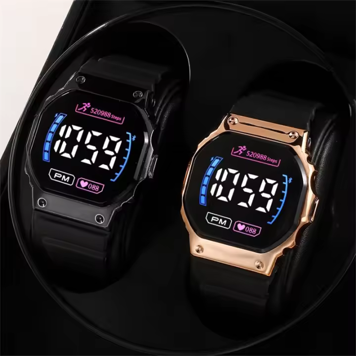 Reloj Digital LED Para Parejas Reloj Deportivo Militar De Hombre Y Mujer Con Cuerda De Silicona Resistente Al Agua Estilo Casual - 1